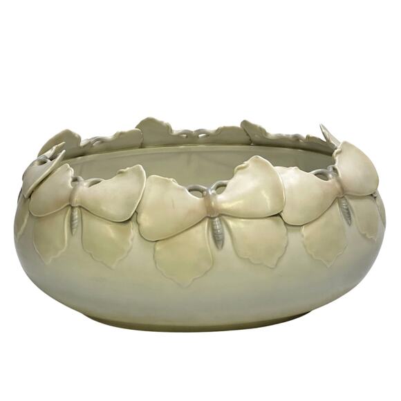 Fitz & Floyd 1982 Japan 'Elegant Butterflies' Large Oval Centerpiece Art Bowl - Picture 3 of 8